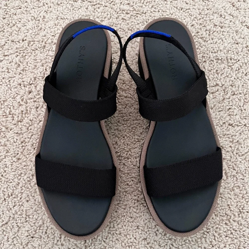 ROTHYS The Lightweight Wedge Platform Sandal Black Women's Size 9 W9